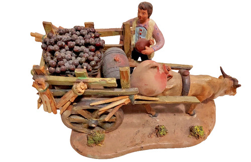 Vecchia statuina carro con bue - statuina,